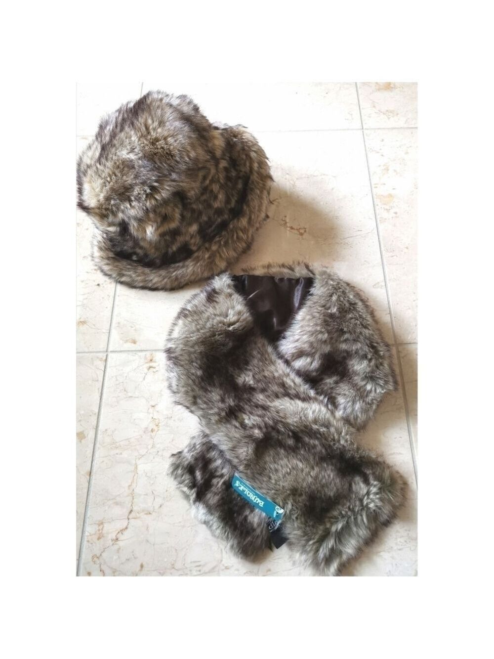 Nwt Faux fur hat and collar scarf set brown